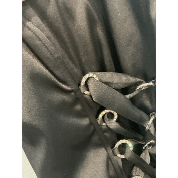 Jessica McClintock Y2K Fairy Dress Size 6 Black Corset Whimsigoth Witchy Formal - Picture 8 of 12